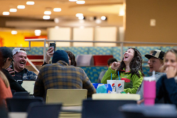 Students share their talents and perform during Open Mic Night in the MC Crossroads.