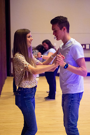 Students learn the basics of Ballroom and Swing Dance during the weekly social dance in the Manwaring Center.