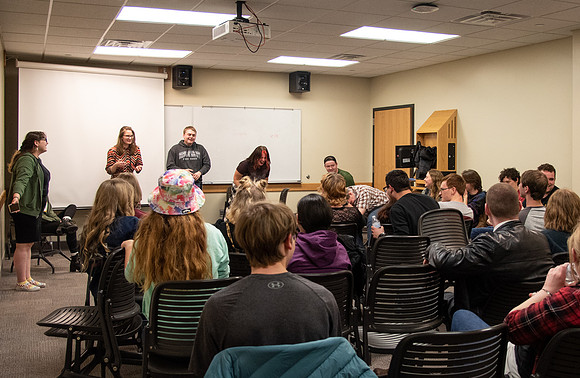 Students audition for the comedy team, Unscripted, and participate of a variety of games in the Manwaring Center.