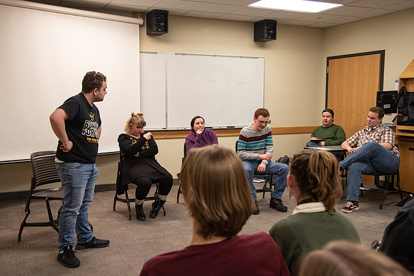 Students audition for the comedy team, Unscripted, and participate of a variety of games in the Manwaring Center.