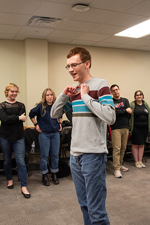 Students audition for the comedy team, Unscripted, and participate of a variety of games in the Manwaring Center.