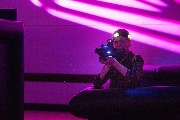 Students enjoy the weekly Laser Tag in the MC Ballrooms.