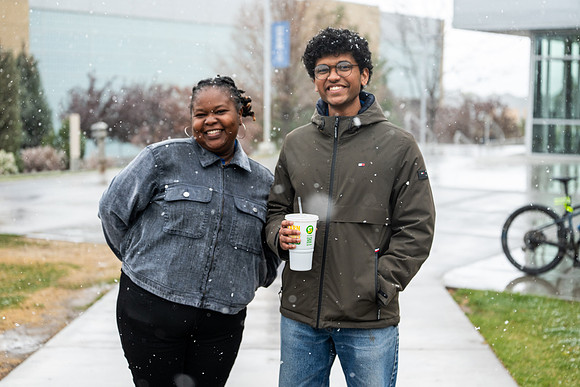 Snow And Students On Campus- April 2026