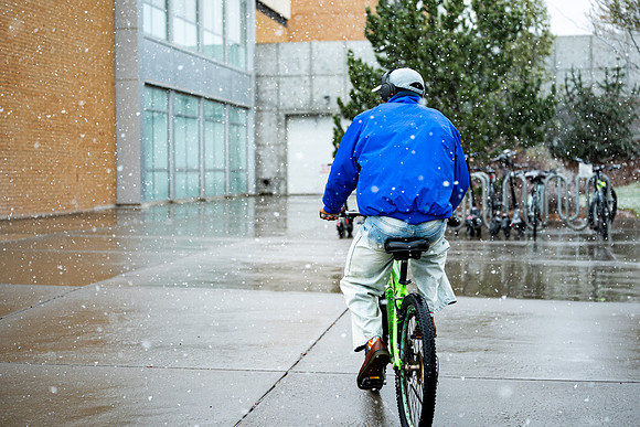 Snow And Students On Campus- April 2026