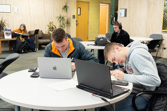 Students Studying in the Austin Building