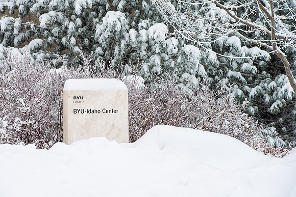 Campus on a snowy day.