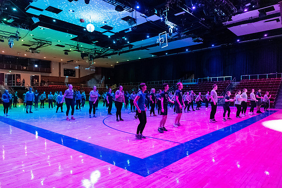 Students participating in the Winter 2023 Fitness Kickoff event.