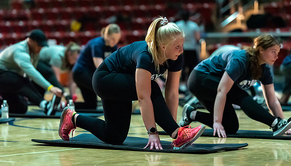 Students participating in the Winter 2023 Fitness Kickoff event.