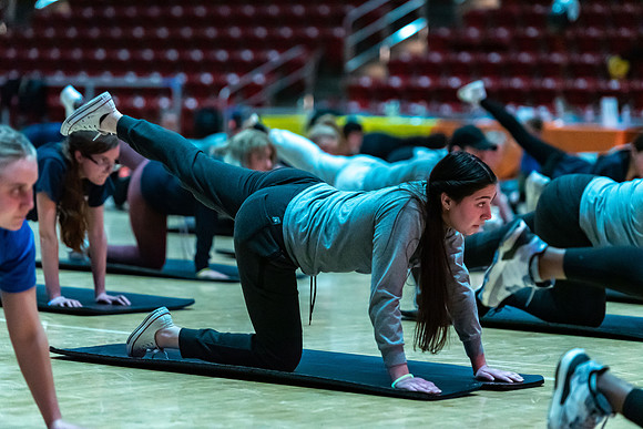 Students participating in the Winter 2023 Fitness Kickoff event.