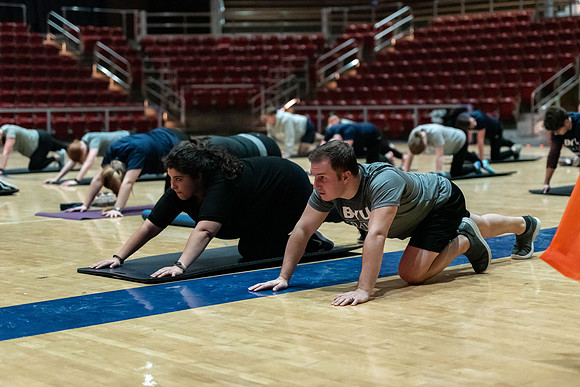 Students participating in the Winter 2023 Fitness Kickoff event.