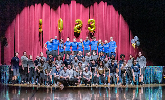 Students participating in the Winter 2023 Fitness Kickoff event.