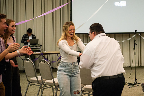 Students celebrate winter with karaoke, dancing, and games in the Manwaring Center.
