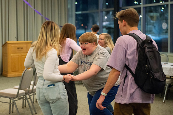 Students celebrate winter with karaoke, dancing, and games in the Manwaring Center.