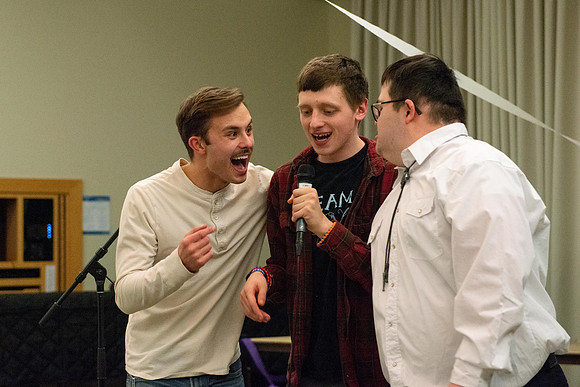 Students celebrate winter with karaoke, dancing, and games in the Manwaring Center.