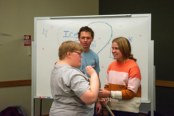 Students celebrate winter with karaoke, dancing, and games in the Manwaring Center.