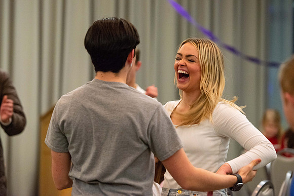 Students celebrate winter with karaoke, dancing, and games in the Manwaring Center.