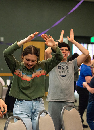 Students celebrate winter with karaoke, dancing, and games in the Manwaring Center.