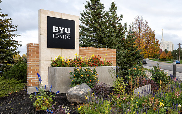 BYU-Idaho sign on the South end of campus.