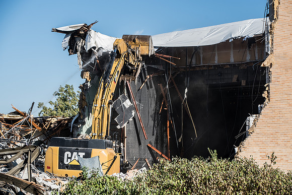 Big D Construction demolishing the Kirkham building during Summer break.
