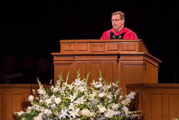 President Gilbert speaks at his Inauguration.