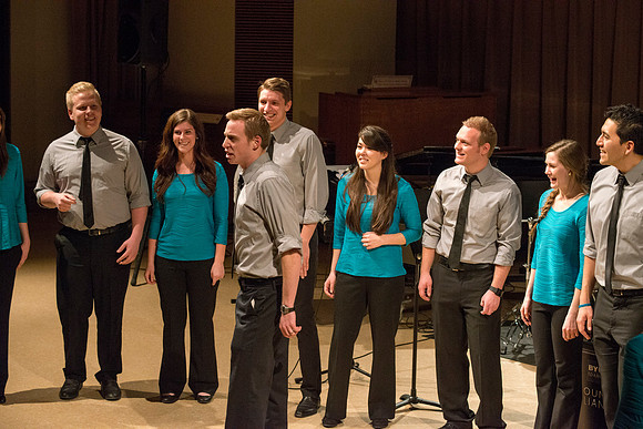 Brigham Young University-Idaho's Vocal Union perform a couple numbers at the Department of Music Showcase.