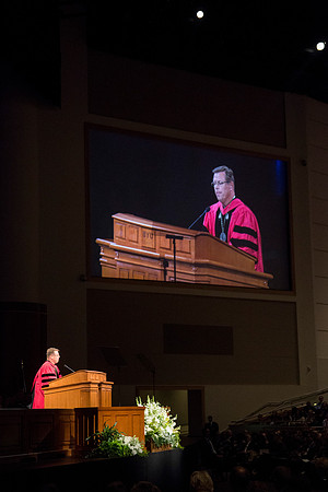 President Clark G. Gilbert speaks at his Inauguration.
