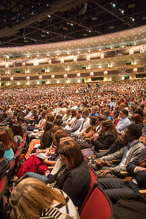 Students listen intently during President Gilberts inauguration.