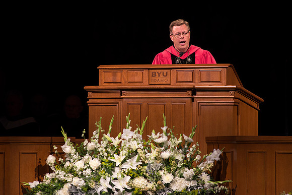 President Clark G. GIlbert speaks at his Inauguration as the 16th President of BYU-Idaho