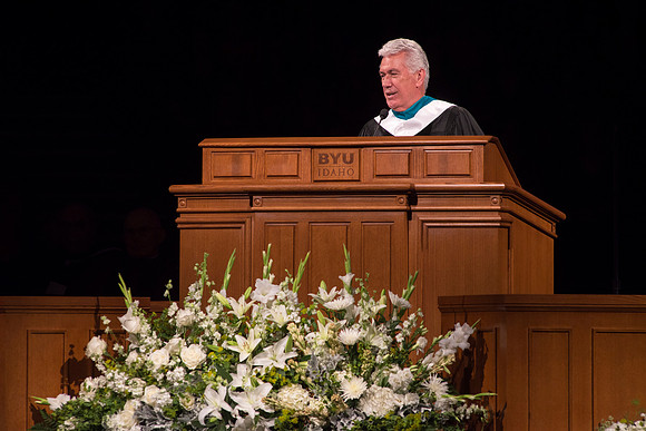 Elder Dieter F. Uchtdorf speaks at the Inauguration of President Clark G. GIlbert.