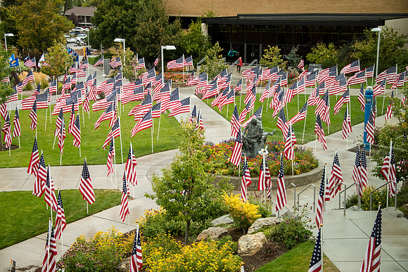 BYU-Idaho places flags on campus in remembrance of the freedoms afforded by the nation's Constitution.