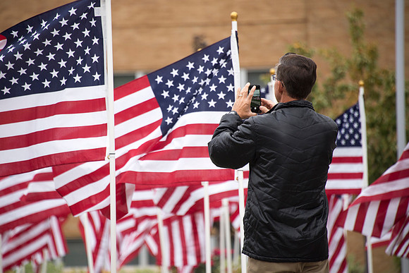 BYU-Idaho places flags on campus in remembrance of the freedoms afforded by the nation's Constitution.
