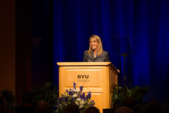 Sister Gilbert gives a few remarks during the Inaugural Luncheon.