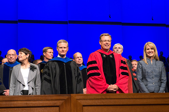 Elder and Sister David A. Bednar, with President and Sister Gilbert.