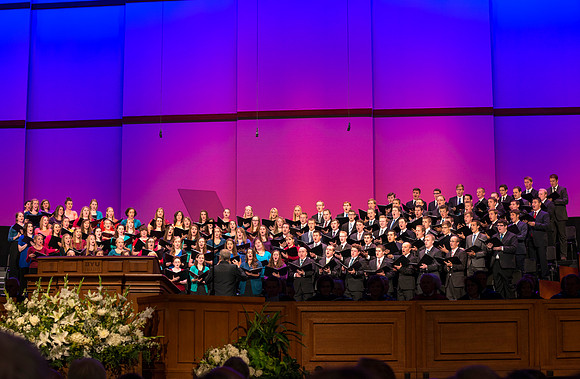 The BYU-Idaho combined choir conducted by Randall Kempton, sang "Jesu, Joy of Man's Desiring".