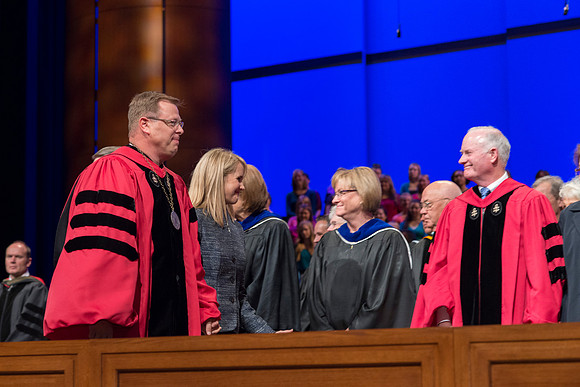 Pres and Sister Gilbert lead the Recessional.