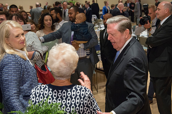 Inauguration luncheon in the Manwaring Center Grand Ballroom. Elder Holland