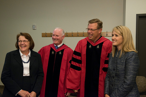 President and Sister Gilbert share moment with President and Sister Clark.