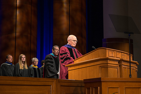 Elder Dallin H. Oaks conducts the inauguration program.