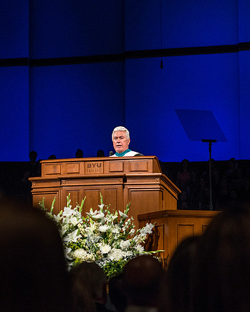 President Dieter F. Uchtodorf Second Counselor in the First Presidency of the church of Jesus Christ of Latter Day Saints gives his remarks during the inaugration of President Clark G. Gilbert.
