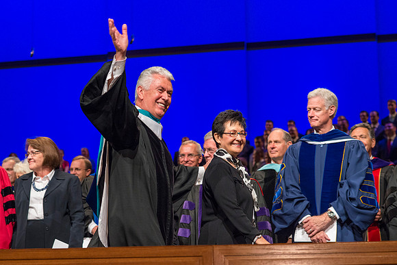 Recessional: Pres Uchtdorf waves goodbye.