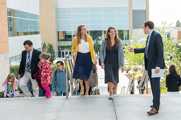 Students and guest exit the BYU-Idaho Center after the inauguration ceremony.