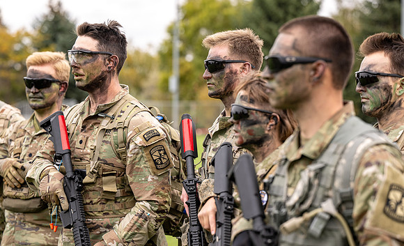 ROTC cadets get the opportunity to fly in a Blackhawk helicopter to their training site.