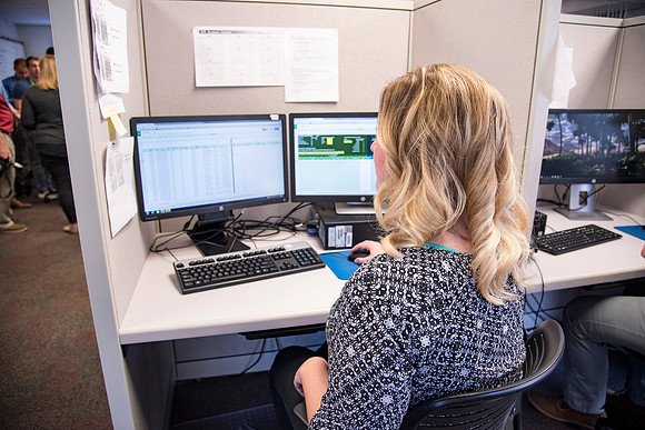 Employees work on developing a better curriculum for online students.