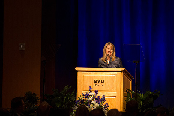 Sister Christine C. Gilbert gives a few remarks during the Inaugural Luncheon.