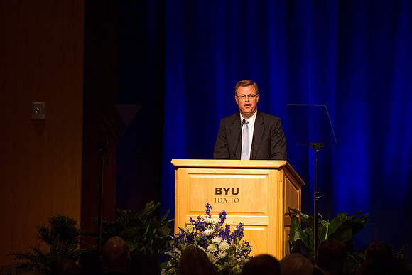 President Clark G. Gilbert, Sixteenth President of BYU-Idaho, speaks during the Inaugural Luncheon.