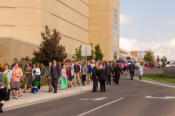 Students leave the I-Center after President Gilbert's Inauguration.