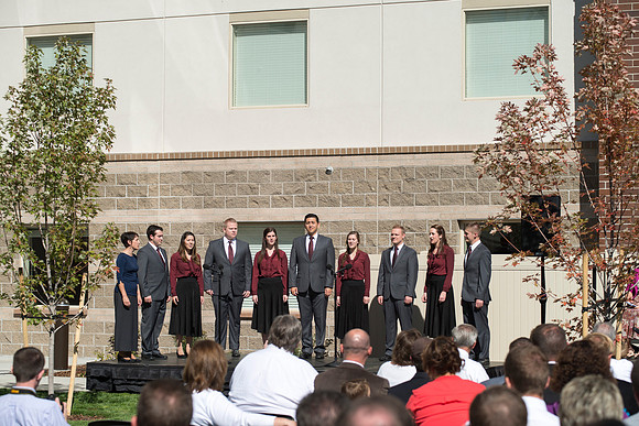 Elder James J. Hamula of the First Quorum of the Seventy gave the Dedicatory Prayer for the Centre Square Apartments.