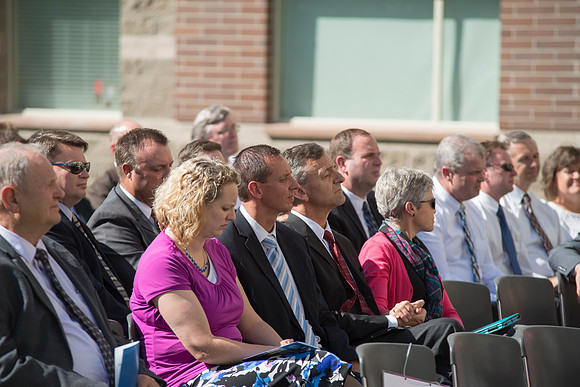Elder James J. Hamula of the First Quorum of the Seventy gave the Dedicatory Prayer for the Centre Square Apatments.