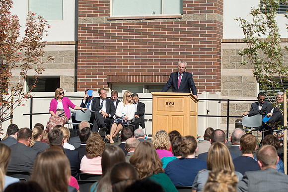 Elder James J. Hamula of the First Quorum of the Seventy gave the Dedicatory Prayer for the Centre Square Apartments.