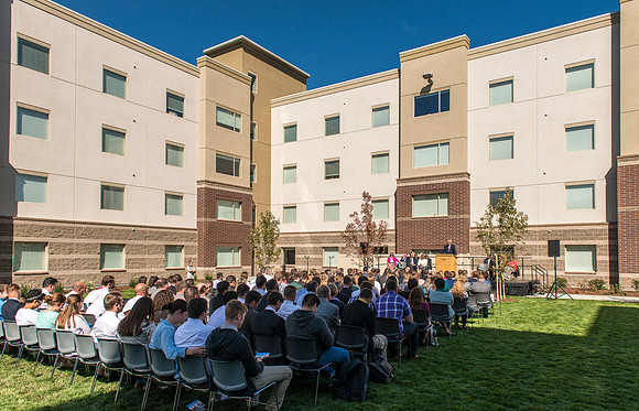 Elder James J. Hamula of the First Quorum of the Seventy gave the Dedicatory Prayer for the Centre Square Apartments.